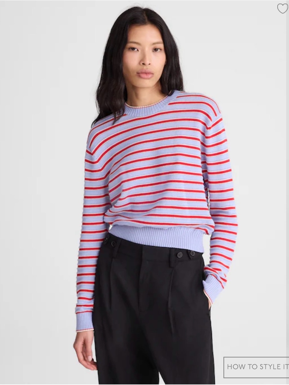 MADEWELL XS Striped Textured-Stitch Crewneck Sweater in 100% Cotton NZ319 $98